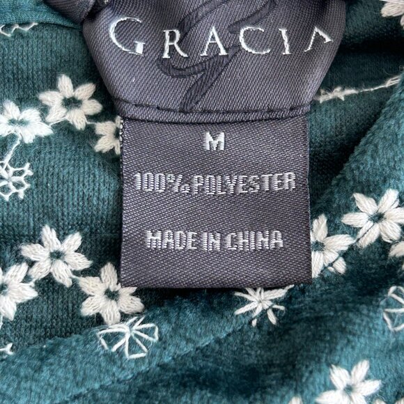 Gracia Womens Floral Velvet Peplum Short Sleeves Top/Blouse/Shirt Size Small - Picture 6 of 11